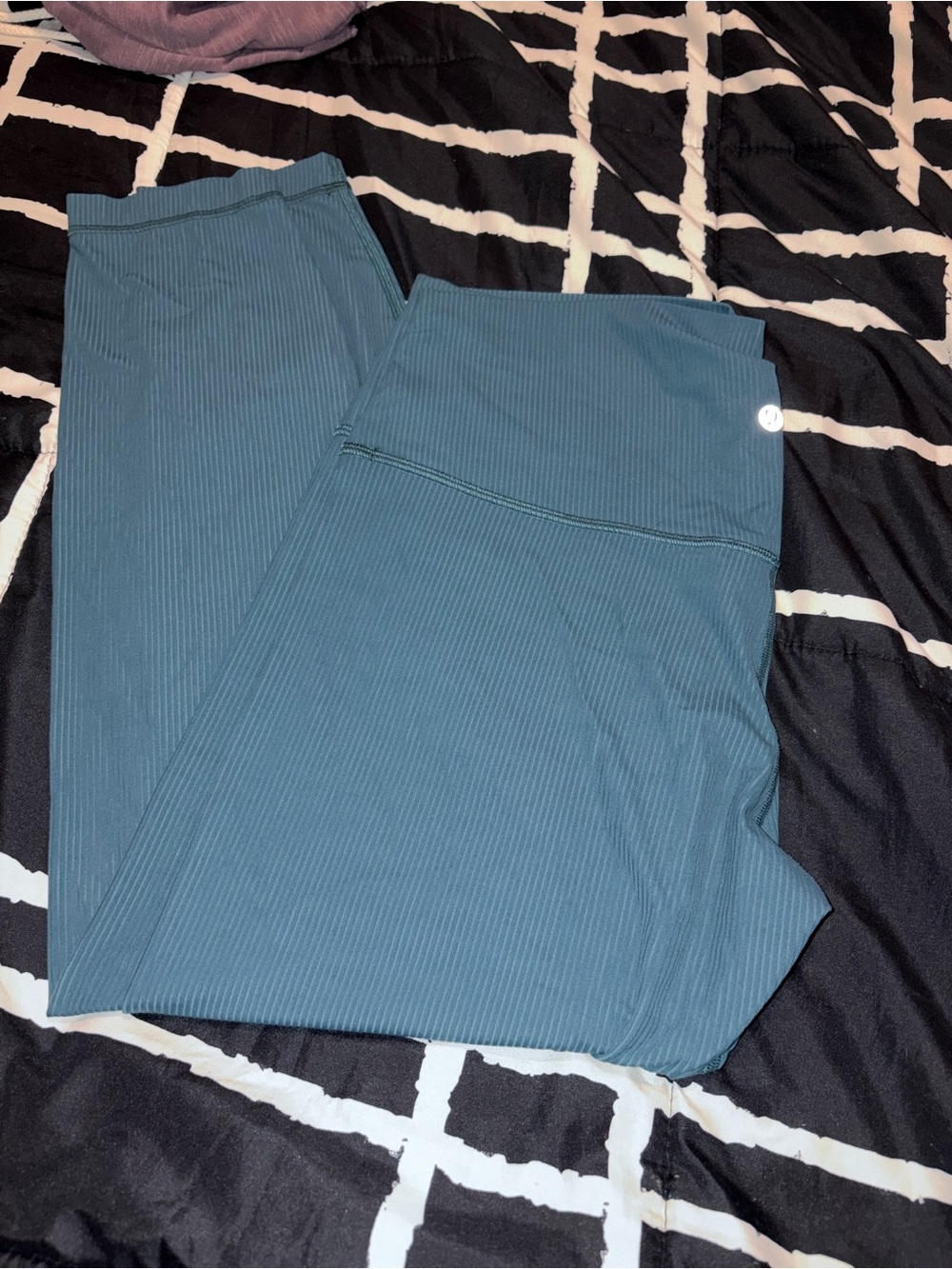 Lululemon size 14 High-Waist Ribbed Yoga Leggings - Teal